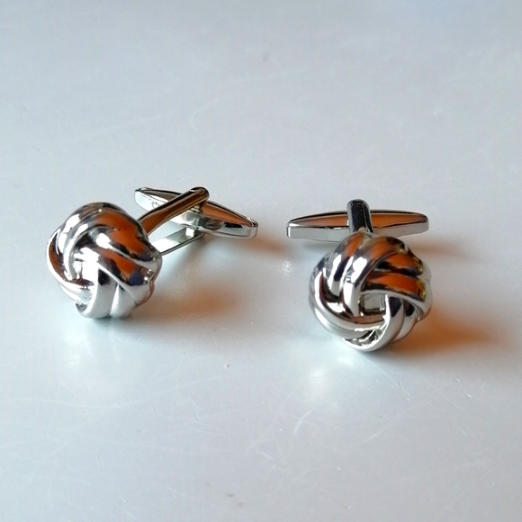 Stainless Steel Love Knot Cufflinks Sophisticated Elegant Black Tie Event - Picture 3 of 9